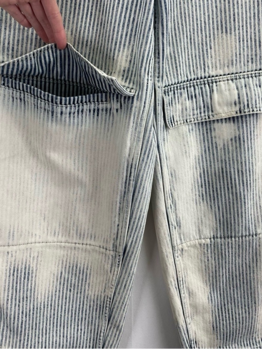 BDG Bleach-Effect Striped High-Waist Workwear Pants - Picture 3 of 6